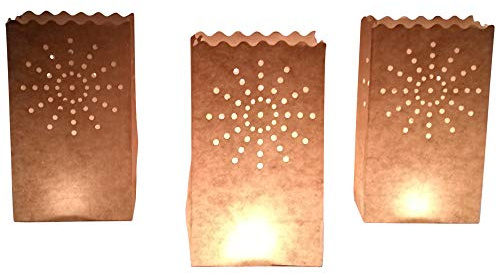 10 Stück Papier Lichttüten Lichtertüten Sonne für Teelichter Kerzen Laternen weiß Kerzenhalter Deko Tischdeko Teelichthalter Tüte Party Windlicht