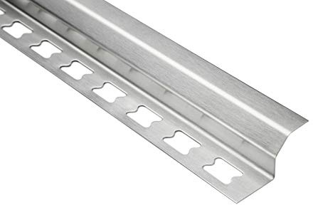 HEXIM Kakelskenor/rostfria skenor, borstad silver 2 m – stort urval av skenhöjder och profiler, V2A rostfritt stål – 12 mm innerhörn rakt