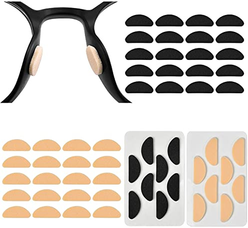 Jinlaili 40 Paare Brillen Nasenpads, Selbstklebende Dünne Nasenpads, Nasenpads D-Formig, Brillen Pads Rutschfeste, Schaum Nasenpads, Nasenpolster für Brillen Sonnenbrillen (Hautfarbe+Schwarz)
