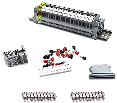 IWILCS Reihenklemmen Hutschiene, Schienenanschlussblocks Kit, Durchgangsklemme UK 2,5, Geeignet für Automatisierungsprojekte, Garage, DIY-Projekte