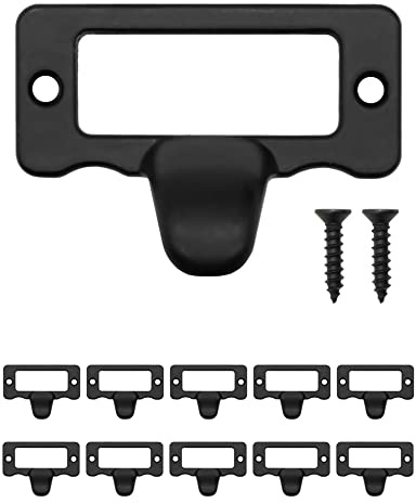 Fuxxer® 10x Etiketten-Fenster Griffe Metall Beschriftungshalter 47x34mm schwarz 10er Set