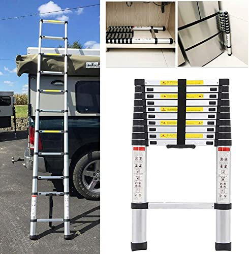 Scaletta Telescopica 3,8m, Scala Allungabile in Alluminio, Robusta, Multiuso, Portata 150 kg, EN131