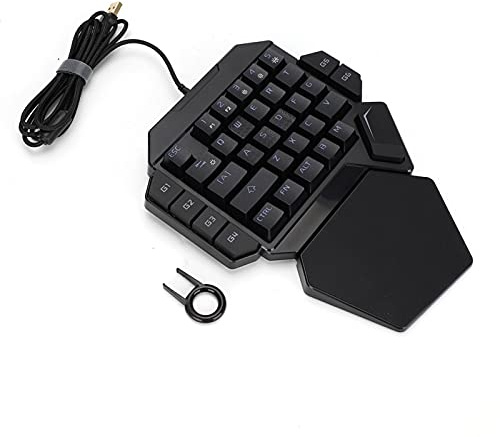 Joyzan One Handed Keyboard, Wired RGB Mechanical Gaming Keyboard 35 Key Backlit USB Professional Mini Keypad Support 6 Macro Keys Portable Single Hand Ergonomic Controller Wrist Rest PC Gamer Laptop