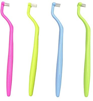 4 Stück Kiefergerechte Zahnbürste, Kompakt Interdental Zwischenraum Bürste für Zahnspangen, Zahnimplantate und Zahndetailreinigung, Stil B
