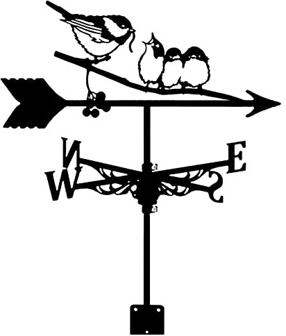 Oiseau Silhouette Girouette Toit Installer Girouette Noir Peinture en aérosol Indicateur de Direction du Vent en métal pour extérieur Cour Jardin Gazebo Grange Ferme Garage Décorer
