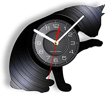 Smotly Vinyl Wanduhr, Haustier Katze Digital Wanduhr, Wanduhr Geschenk für Tierliebhaber Wanddekoration