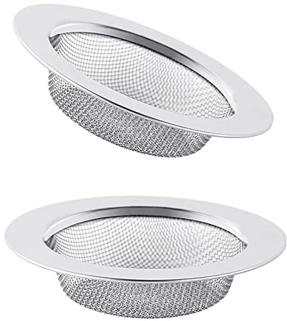 2 PCS Kitchen Sink Strainer,7.8 CM Stainless Steel Drain Strainer,Bathroom Shower Hair Filter Catcher,Prevent Clogging,Fine Mesh for Bathtub, Wash Basin,Kitchen Sink, Bathroom