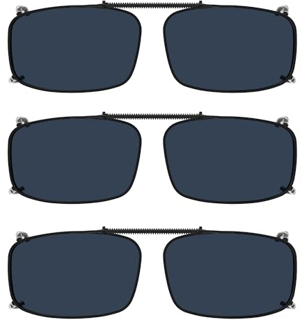 Eyekepper 3-pack Polarized Clip on Sunglasses With Spring Draw Bar Grey Lens 54 * 34MM