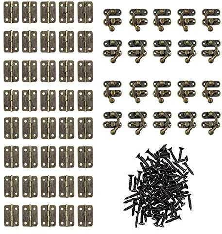 20 Stücke Latch Hook Hasp, 40 Stück Scharniere, Antike Verschlüsse, Edelstahl Türscharnier, Mit Schrauben, Für Retro Handwerk, Wie Retro Holzkisten, Geschenkkisten, Weinkisten, Werkzeugkisten