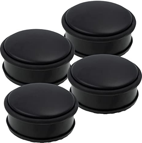 HRB Türstopper 4er Set aus Edelstahl schwarz massiv - Schwerer Türstopper Boden mit modernen Design, Door Stopper versehen mit Gummiring zum Schutz der Türen