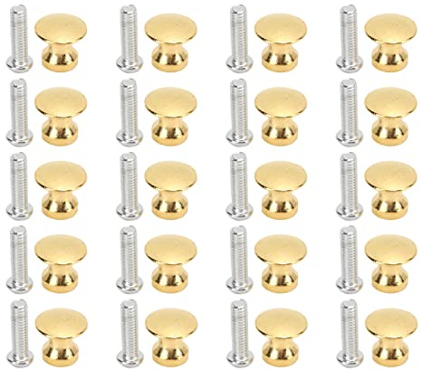 20 St Mini-rundhuvudknoppar med Skruvar, Ett Hål Litet Handtag, 12x11MM Zinklegering Enkelhåls Smyckeskrin Vintage Skåp Runt Huvud Litet Handtag för Låda, Träfodral,(imitation av guld)