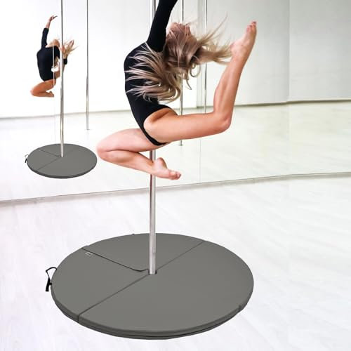 Tanzstangenmatte Matte Tanzstange Ø 120cm 5 oder 10 cm dick Pole Dance Matte Polematte Stangentanz Sturzmatte Schutzmatte Fitnessmatte (Grau, 5 cm)