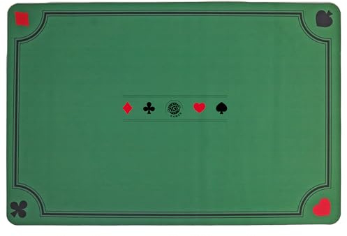 MGM GAMES - Tappetino da gioco - Gioco di carte - 140352 - Verde - Antiscivolo - Da 2 a 6 giocatori - Carte da gioco - Giochi da tavolo - Confortevole - Belote - Poker - Tarocchi - Contrée - 60 x 40cm