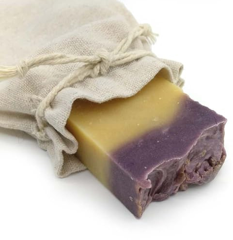 Jabón natural de Azufre en bolsa de yute - Piel muy grasa - Controla la aparición del acné y regula el sebo - Especial en bolsa para regalo