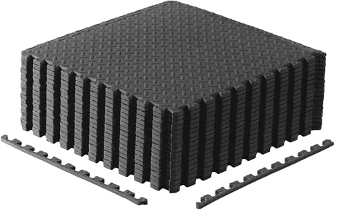CAP skivstång 1/2-tums sammankopplade EVA-skum träningspusselmattor – 3-pack | 61 cm x 61 cm x 1/2 tum | diamantmönster – svart