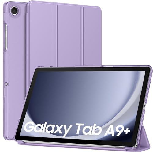 MoKo Custodia per Samsung Galaxy Tab A9+/A9 Plus 11 pollici 2023, leggera stand con stabile PC traslucido retro per tablet Tab A9 Plus (SM-X210/X216/X218), auto sveglia/dormire, viola