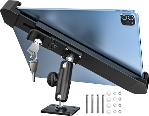 Locking Car Tablet Mount, Vehicle Anti-Theft iPad Holder, Sturdy All Metal