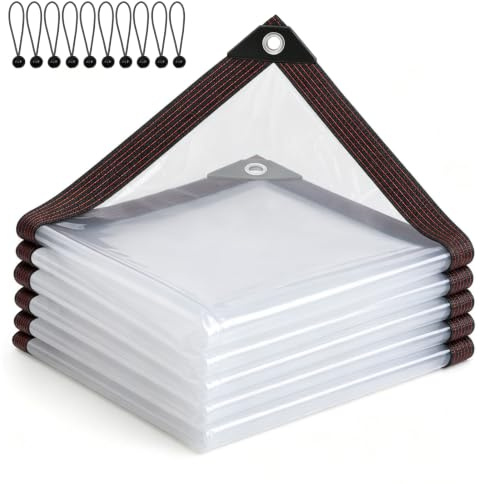Lonas transparentes resistentes e impermeables de 1,8 x 3 m para gallinero | Lonas transparentes con ojales, borde reforzado, transparente, para invernadero, porche, jardín, resistente a la lluvia