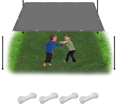 Sonnensegel Rechteckig 3.8 x 4.8 m Wasserdicht Sonnenschirm Balkon Reißfest UV-Schutz nach Mass Polyestergewebe Mit Seil Beschattungsnetz für Balkon Terrasse Garten, Hellgrau