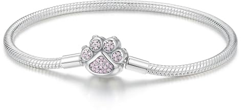 LNQOBU Damen Armband Silber 925 Schlangen Schmetterling Armband mit Funkelnden Herz Verschluss Charms (Mit Einem Spacer Perlen)