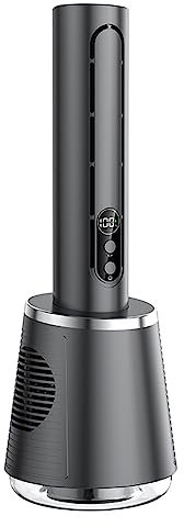 Mini ventilador de torre de escritorio, ventilador oscilante de 38 cm y 50 ° con configuración de 5 velocidades, ventilador de escritorio portátil con carga USB para mesita de noche, uso en el hogar