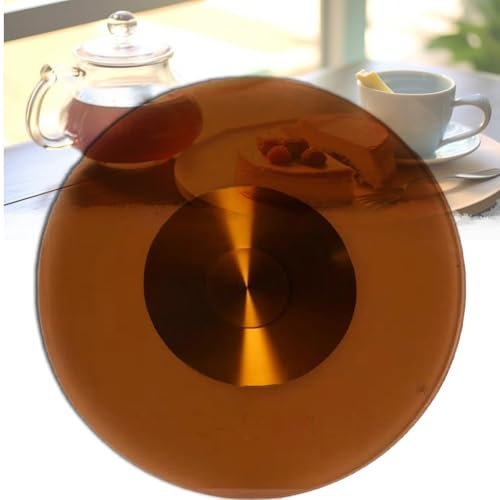 QSPNVFB Piano Girevole in Vetro Marrone 70cm 80cm 100cm Grande Lazy Susan Giradischi, Tavolo da Pranzo Tondo Decorazione Vassoio Girevole Vetro Temperato(100cm(40inch))