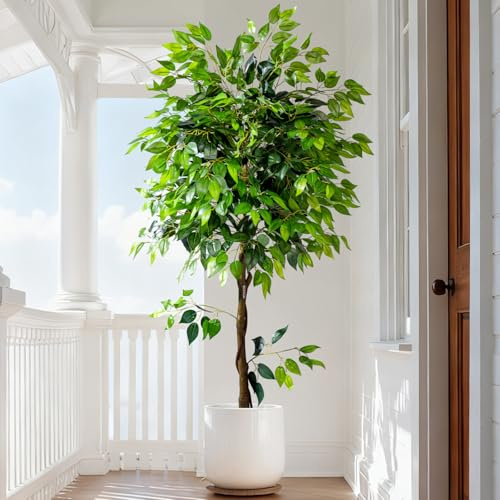 Erimda 6ft Artificial Ficus Tree for Home Decor, Faux Silk Plants Faux Plant Fake Silk Trees with Pot for Indoor House Living Room Office Garden