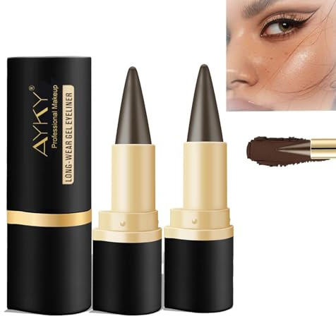 SHUOHONG 2 stycken matt snabbtorkande eyeliner vattentät, långvarig vattentät pennor, snabbtorkande eyeliner penna, för en daglig långvarig ögonmakeup (brun)