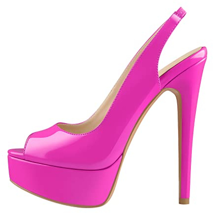 blingqueen Sexy Peep Toe Platform High Heels Slingback Pumps for Women Slip On Party Wedding Shoes