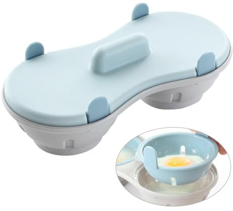 Easylife Microwave Egg Poacher (8 x 22 x 10.8cm) Poached Egg Maker, Dishwasher Safe Microwave Egg Poacher 2 Eggs, Poached Egg Maker Microwave, Portable Egg Poacher for Microwave - Fully Guaranteed