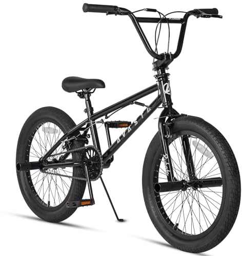 AVASTA 20 Zoll Freestyle Jugend BMX Fahrrad Kinder Fahrrad für 6 7 8 9 10 11 12 13 14 Jahre alt Jungen Mädchen Junge Erwachsene und Anfänger-Level-Fahrer mit 4 Peg, 360 Grad Gyro, Schwarz