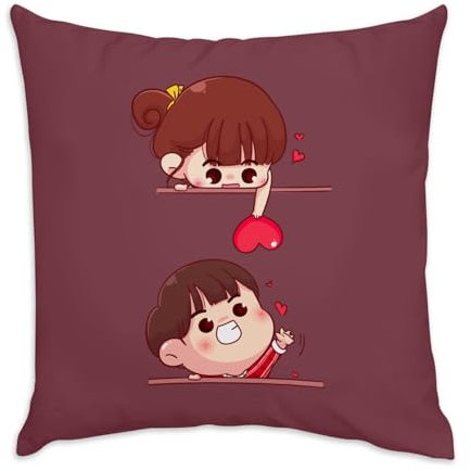 Fabulous Kissen aus rotem Samt – für Kinder, Paar, mit Herz, japanischer Stil, niedliche Liebe, 40 x 40 cm, samtige Haptik, Bezug und Kissen enthalten