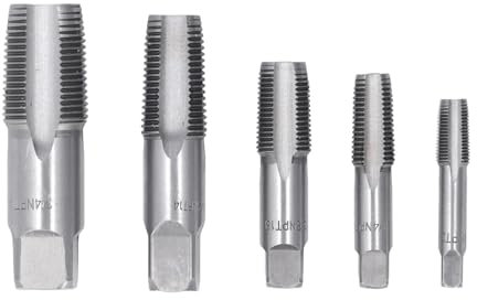 5-teiliges Gewindebohrer-Set aus Kohlenstoffstahl 3/4 1/2 3/8 1/4 1/8 Zoll NPT-Rohrhähne mit Aufbewahrungskoffer Zum Gewindeschneiden von NPT-Wasserhähnen