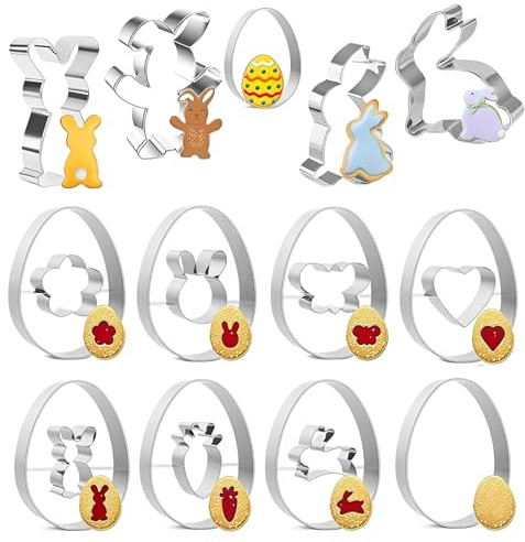 Ausstechformen Ostern,Ostern,13 Stück DIY Hase Ostereier Blumen Tiere Schimmel Set,3D Ostern Plätzchenausstecher,für Ostern Basteln Kinder Ostern Deko Ostern Ausstechformen