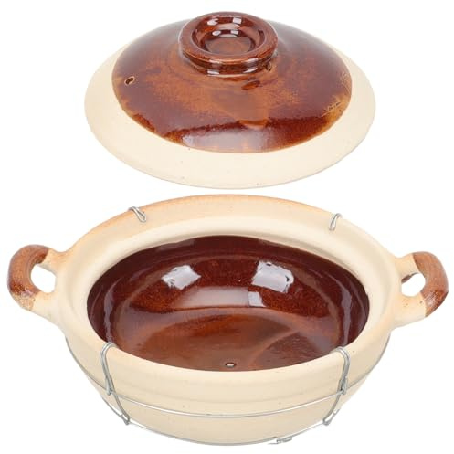 Garneck Marmite à Mijoter 0,5l Petite Cocotte En Terre Cuite Poignée, Casserole Résistante Haute Température, Ustensile Cuisine Maison Pour Soupe Et Riz, Usage Unique Quotidien