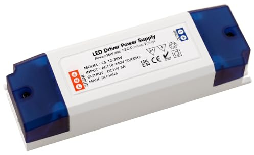 MEEKBOS LED Trafo LED Transformator 1-36W 12V 3A Treiber Netzteil, Trafo 230V Auf 12V DC, keine Mindestbelastung, kein Flimmern, kein Rauschen für MR11,G4,MR16,GU5.3 Birnen,Lichtstreifen