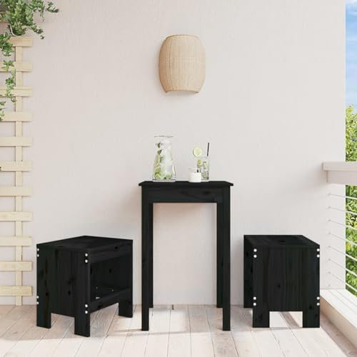 Xichuzi Gartenhocker 2 STK. Schwarz 40x36x45 cm Massivholz Kiefer, Balkon Hocker, Fusshocker Garten, Hocker Garten, Fußhocker Für Sessel, Gartenmöbel Hocker - 825342