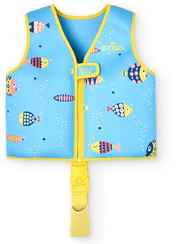 Chaleco Flotador Bebes - Natación, Piscina o Playa -Protección UPF 50+ -Neopreno de 5 mm -Doble Cierre de Seguridad - S (11-19 kg) - M (19-30 kg) (Pez, M)