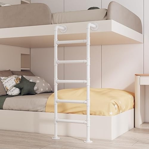 SAFWELAU Metallschrittaufstiegsleiter Ersatzleiter für Hochbetten - Notleiter mit Schraubmontage - Für Keller/Dachzelte/Boote(White,6.8FT/207cm/81.6IN)