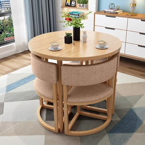 BRCYKRWY Runder Konferenztisch 1 Tisch und 4 Stühle 5teiliges Set Möbel Tisch und Stuhlset Esstisch moderner Couchtisch Besprechungstisch Empfangtisch for Esszimmer,Küche & Wohnzimmer