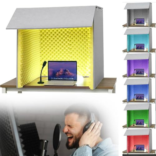 Portable Soundproof Recording Booth Microphone Isolation Cube Vocal Absorbing Shield for Home Studio Music Recording