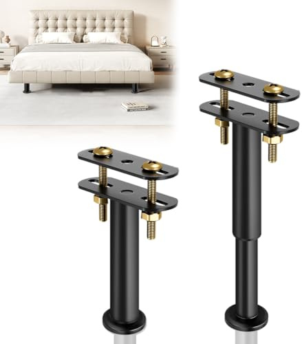 2 Stück Höhenverstellbare Bettfüße 18-32cm, Stützfuß für Bettrahmen & Lattenrost – Metall Einziehbar Möbelfüße Bettrahmen Mittelstützbeine, bis 450kg, Metall-Stützbeine für Bettstütze, Sofa, Schrank