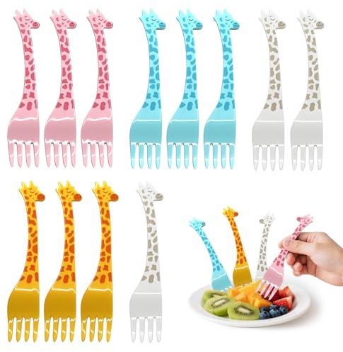 Ztolbriy 12 Fourchettes Enfant pour Fruits – Mignons Picks Alimentaires pour Lunchbox & Anniversaire | Sans BPA & Sécurisées