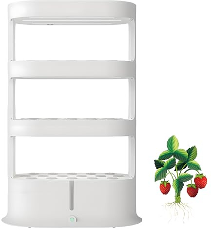 Kit del Sistema de Jardín Interior Hidropónico, Torre de Cultivo Hidropónico con Control Remoto, Temporizador Automático y Luz de Cultivo para Hierbas, Plantas, Verduras y Cultivo de Frutas White