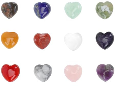 TOYZFRIENDY Piedras Decorativas en Forma de Corazón Miniatura Set de 12 Piezas de Cristal Natural Pequeño para Decoración de Escritorio y Hogar Accesorio Adecuado para Ambiente Navideño y
