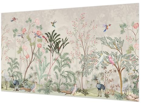Tulup Papier Peint Intissé 416x254 cm Colle Incluse Pose Murale Impression de Haute Qualité pour Chambre à Coucher et Salon Décoration Intérieure Facile à Nettoyer - oasis tropicale
