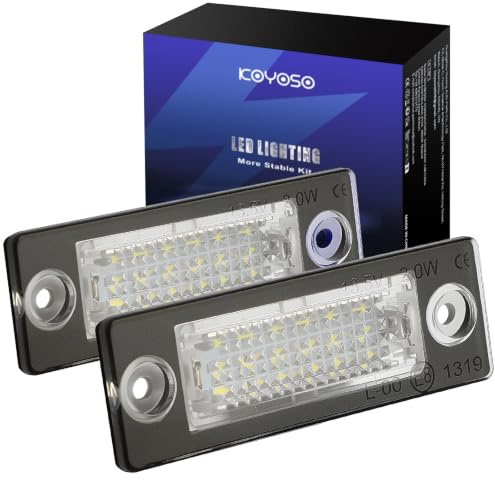 KOYOSO registreringsskyltbelysning 6000 K vit, ljus, felfri 18 SMD 2835-chips, bakljus reparationssats för VW T5 T6 Tou-ran Caddy Pas-sat Go-lf, 2 stycken