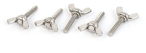 sourcing map 5pcs 304 Edelstahl Flügelschraube Schmetterling Silber Ton M4 x 20mm Gewinde de