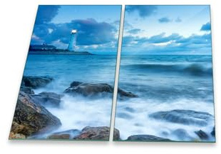 Herdabdeckplatte Abdeckung Ceranfeld Abdeckplatte Schneidebrett 2-Teilig 60x52 Wasser Leuchtturm Blau Spritzschutz Glasplatte Ceranfeldabdeckung Herdschutz Sicherheitsglas Glasschneidebrett 2x30x52