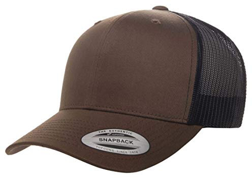 Yupoong Men's Single Trucker Hat, Coyote Brown/Black, One Size